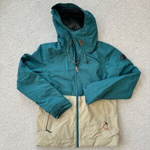 Dakine Teal and Beige Two-Tone Hooded Snow Jacket